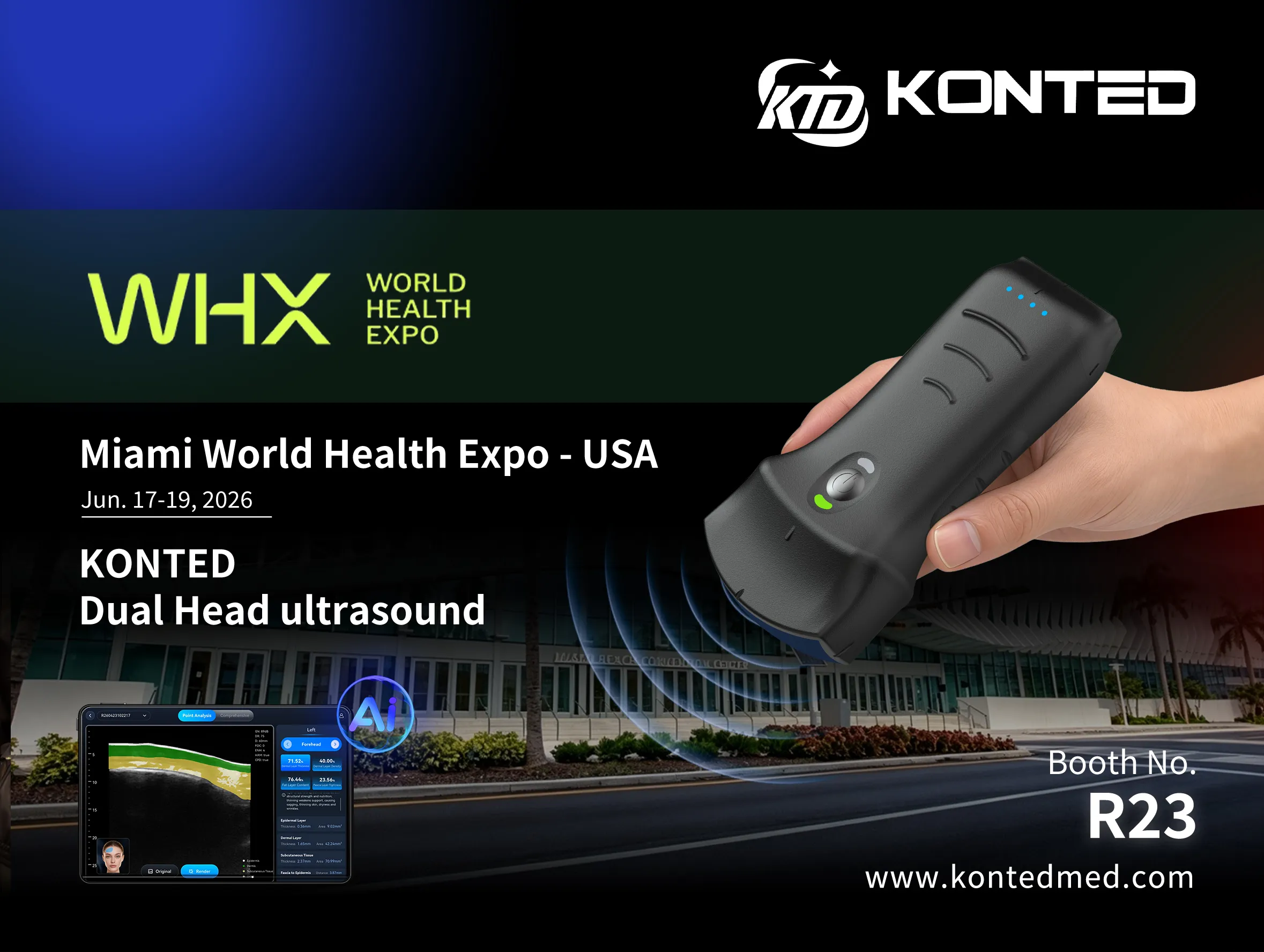 KONTED at World Health Expo Miami: AI-Powered Handheld Ultrasound Live Demos